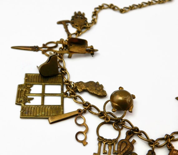 Piddling Links KINGSTON N.Y Brass Charms Necklace… - image 8