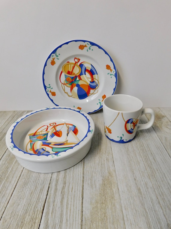 TIFFANY & Co. Tiffany Shore Bowl, Plate and Mug Child Set. - Etsy