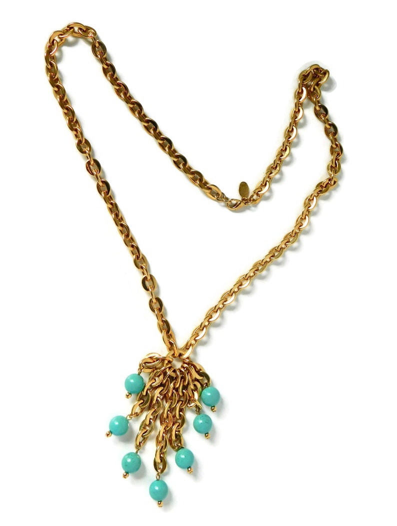 Nolan Miller Gold Tone With Turquoise Blue Beads Charms - Etsy