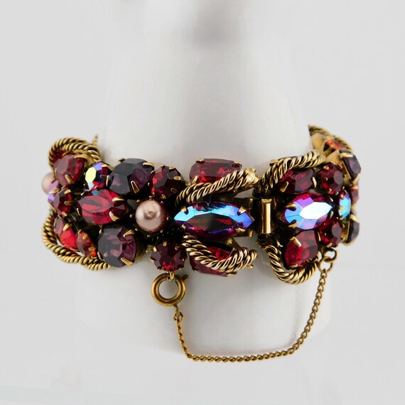 Stunning KRAMER Of N.Y Rhinestones Bracelet. Red,… - image 6