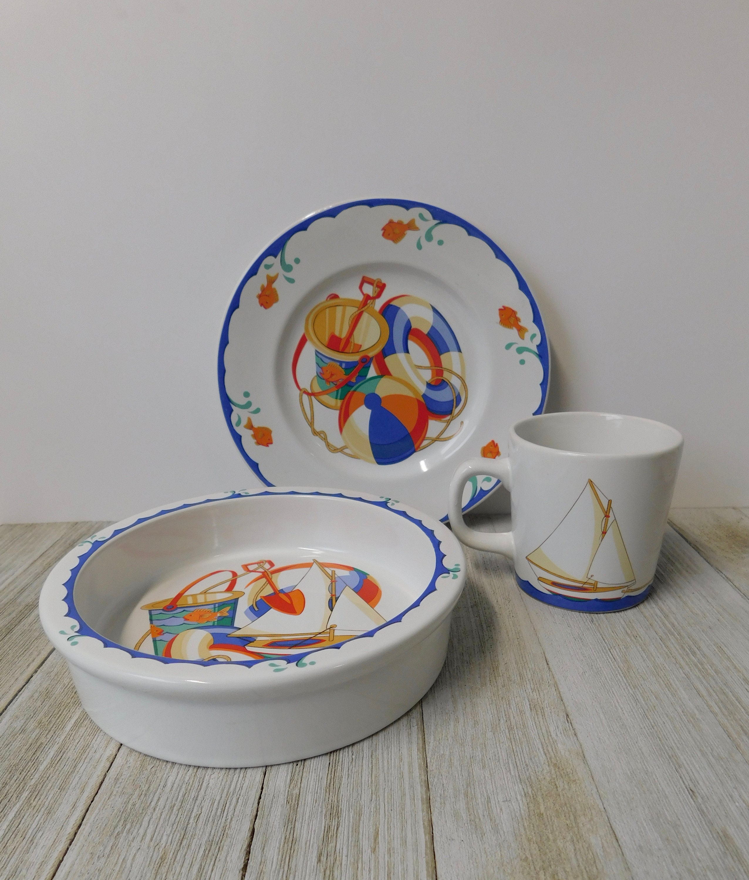 TIFFANY & Co. Tiffany Shore Bowl, Plate and Mug Child Set. - Etsy