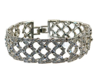 Gorgeous MONET Silver tone with Sparkling  Clear Rhinestones  Bracelets.