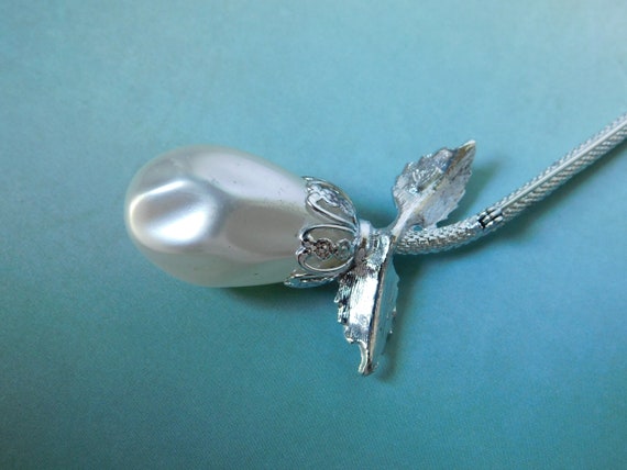 Vintage LISA Silver tone, Long Stem with Large Si… - image 9