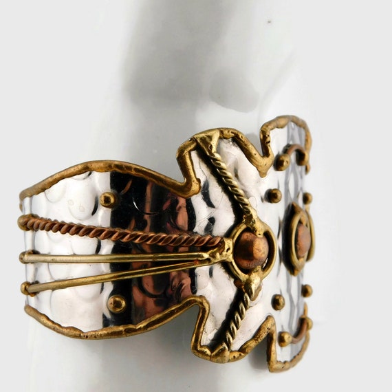Mixed Metal Hand Made Boho Cuff Bracelet. - image 5