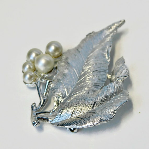 SARAH COVENTRY Large Textured Silver tone Leaves … - image 7