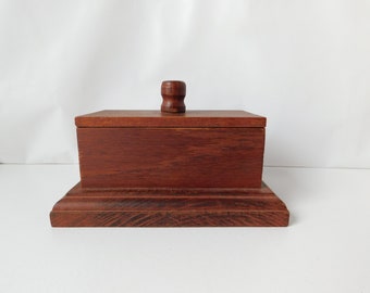 Vintage Wooden Carved Rectangular Wooden Box with Lid.