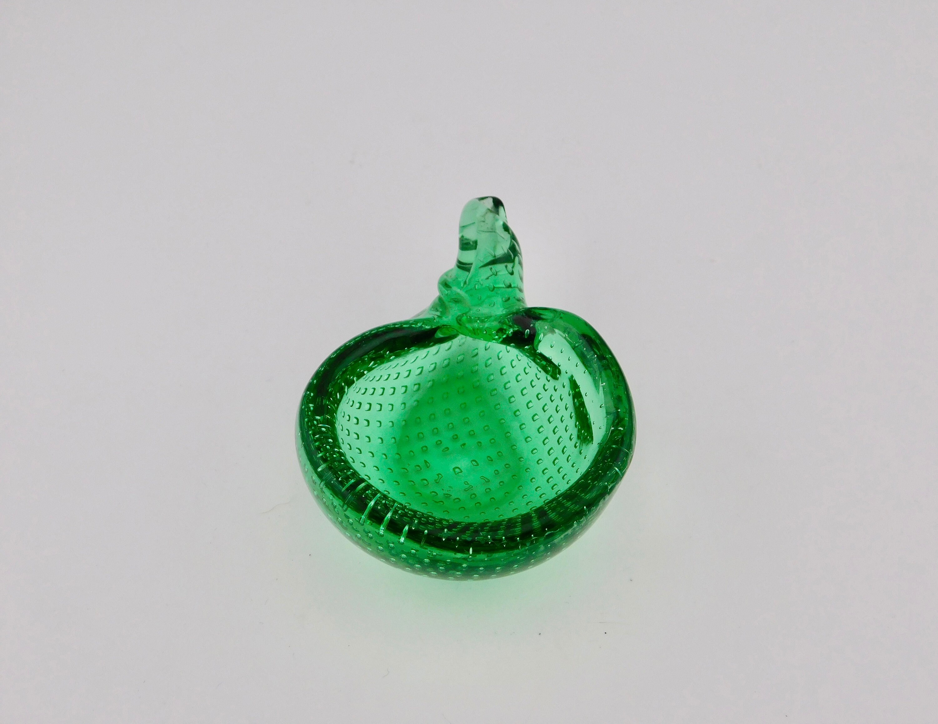 Coupelle Murano Bullicante Verte/blanche Opalescente - Verre Bullé Seguso Midcentury