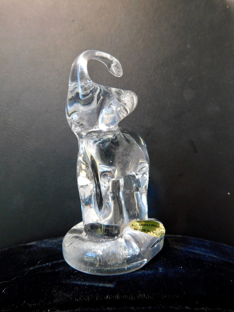 Adam Jablonski Crystal Elephant. Trunk Up. Made in Poland. Etsy