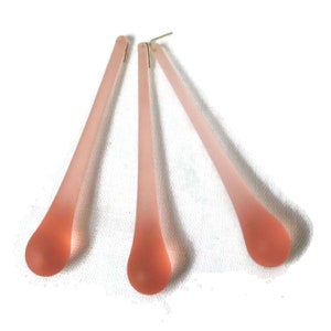 Vintage MURANO Hand Blown Glass  Drop Pendant/Prism for Chandelier/ Sconce. 6.5 inches long. Pink Frosted/Satin Glass.