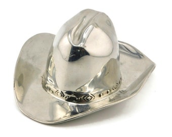 Vintage  Western Decor Silver tone PEWTER Cowboy Hat.  Ring holder. Trinket.