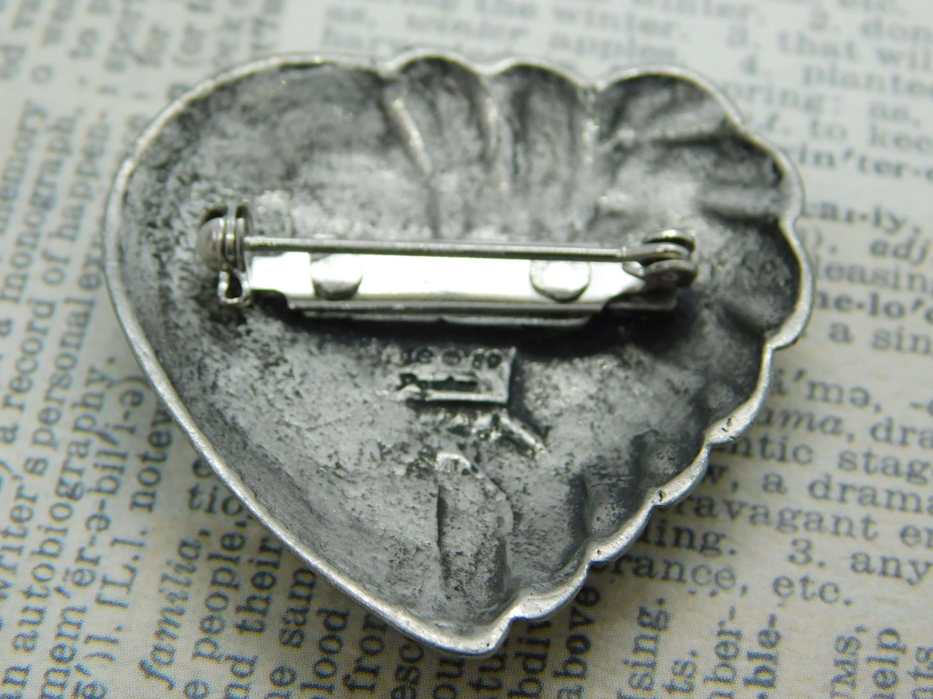 Pewter Ornate Heart Brooch/pin. Signed JC 89 or JE 89. - Etsy