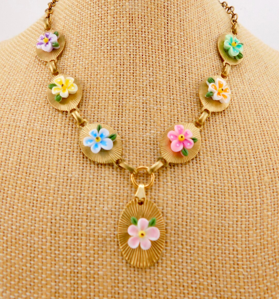 SPRING FLOWERS Brass Choker Necklace. - Etsy