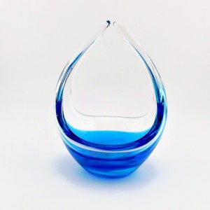 Vintage Blue and Clear 4 inches Art Glass Bowl