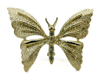 GERRYS Gold -tone with Clear Rhinestones Butterfly Brooch.