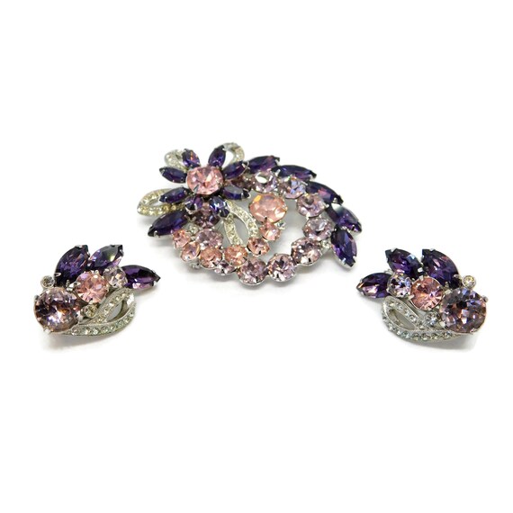 Vintage Eisenberg Ice  Purple,Pink and Clear Rhin… - image 7