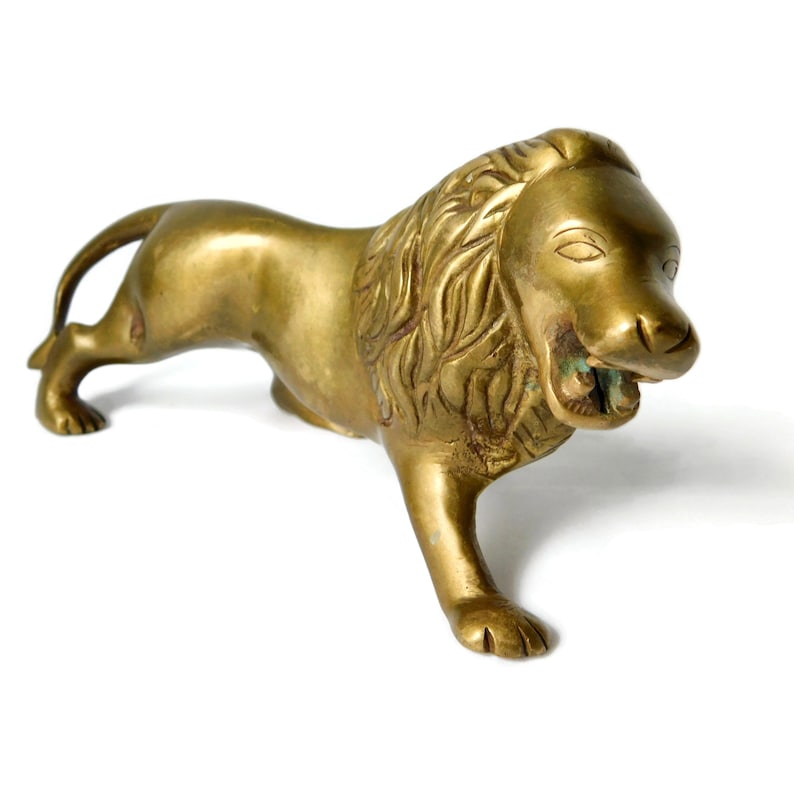 Vintage Solid Brass LION Figure. Signed - Etsy
