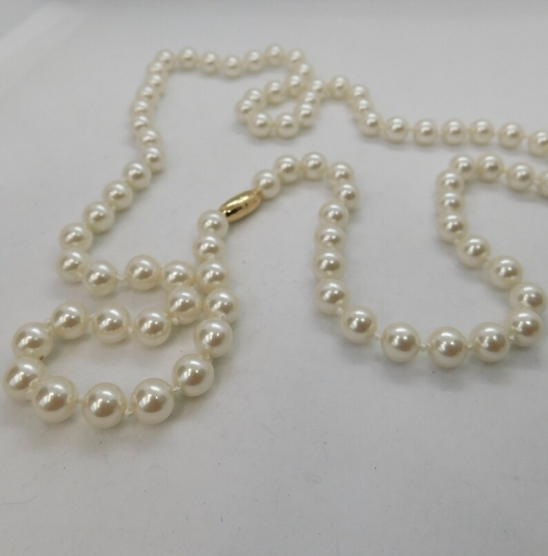 Vintage Knotted White Faux Pearls Necklace. 30 Inches Long. - Etsy