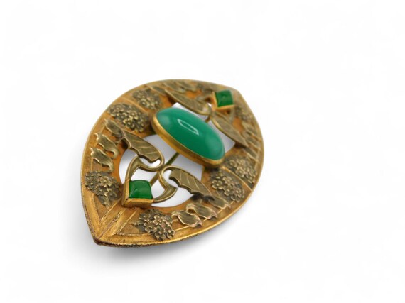 Pendentif Autrichien En Argent Sterling Avec Chrysoprase - Art Nouveau Vers 1900 - Occasion
