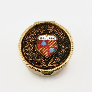 Italian Bellagio Metal and Enameled Coat Of Arms Small Pill Box.