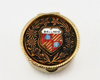 Italian Bellagio Metal and Enameled Coat Of Arms Small Pill Box.