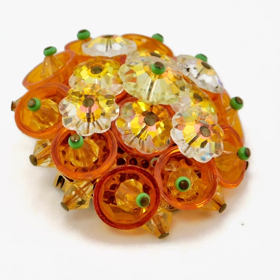 Vintage Clear Orange Lucite Green Beads and Margu… - image 8