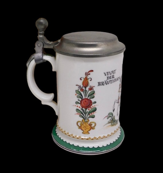 Vintage Kurt Hammer Western Germany Porcelain Lidded Beer Stein