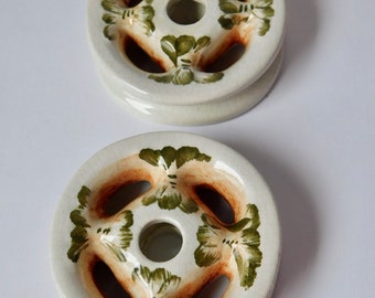 Vintage ITALIAN Hand Painted Wheel  Ceramic Spacers. Lamp/Chandelier Part. 1pc.