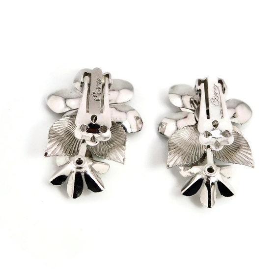 CORO Silver tone Floral Climber Earrings. - image 10