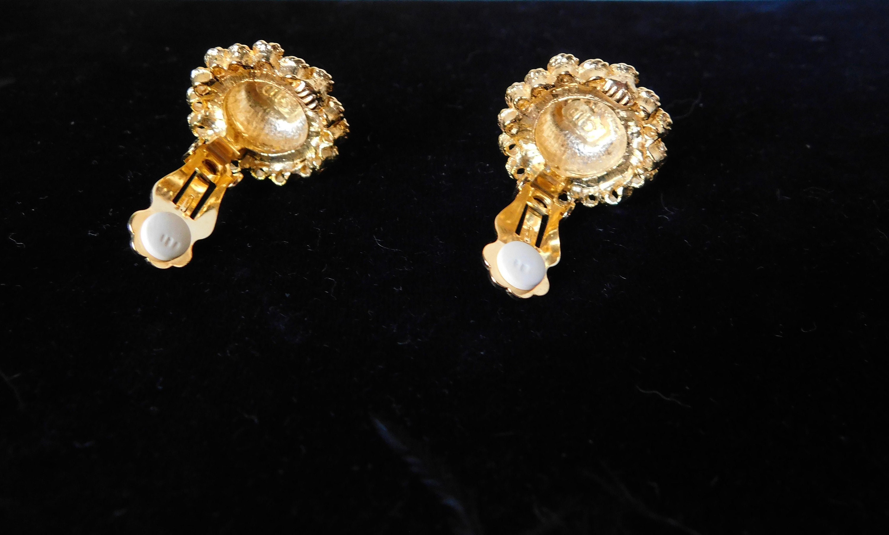 送料無料 江戸~明治時代 銀象嵌矢立93g Vintage GJD Gold Tone Metal Round Clip on Earrings. Ginnie