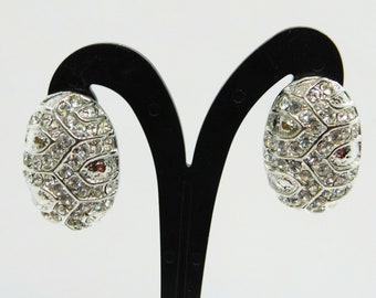 vintage Silver-tone  with Sparkling Rhinestones  Earrings. Post. Pierced.