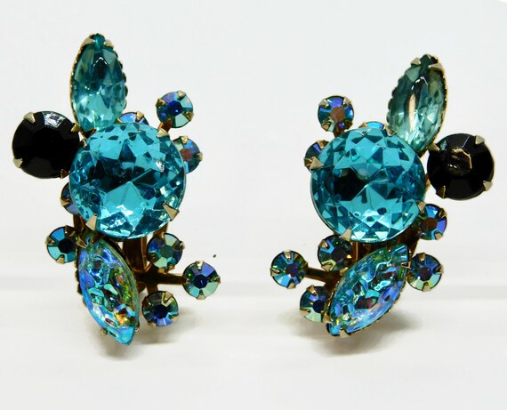 Gorgeous Blue,Black AB Rhinestones and Lava Glass… - image 3