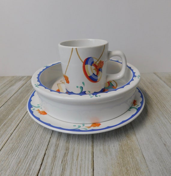 TIFFANY & Co. Tiffany Shore Bowl, Plate and Mug Child Set. - Etsy