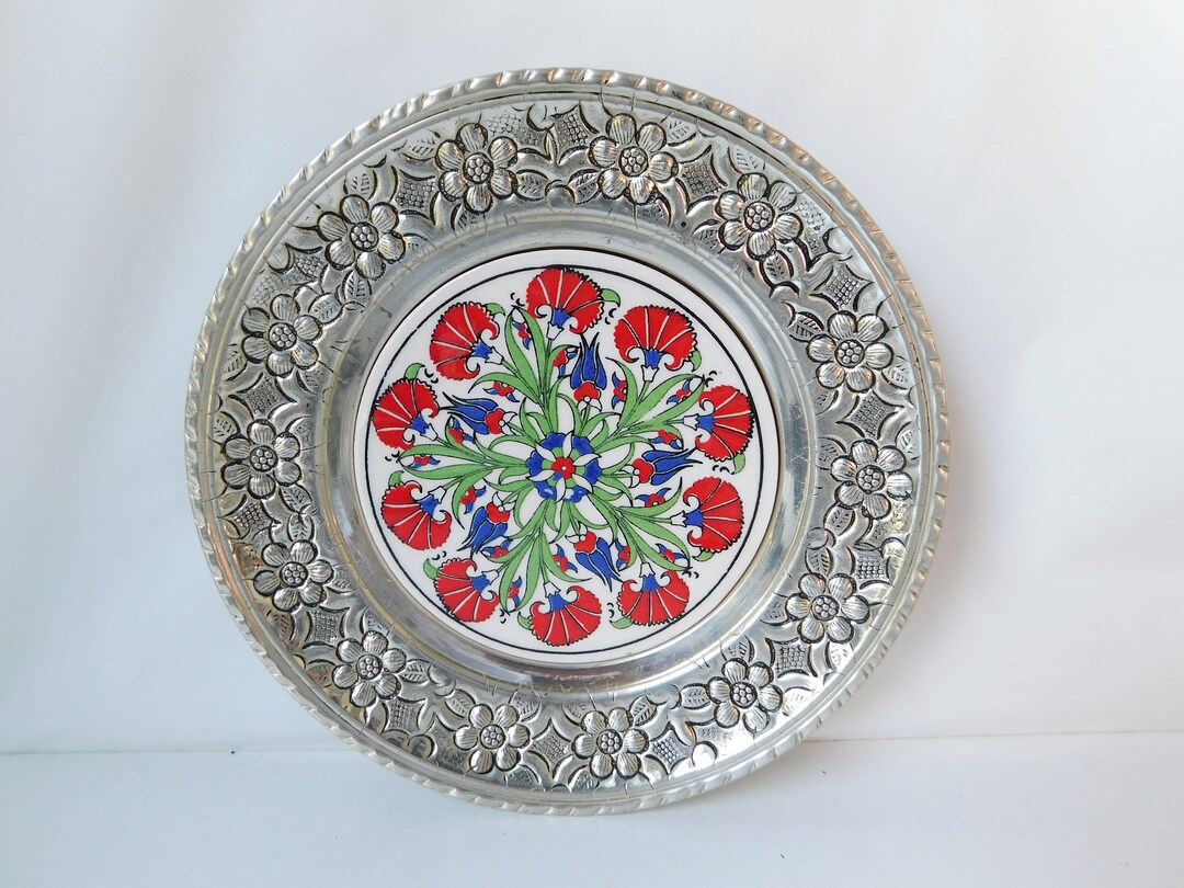 Floral Embossed Metal With Beautiful Flowers Ceramic Etsy