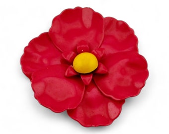 Vintage Red and Yellow Enamel MOD Flower Brooch/Pin.