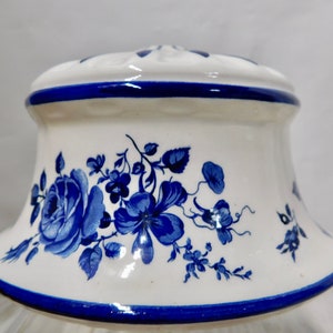 Vintage Italian Ceramic Lamp Part: Cobalt Blue Roses, Lighting Component