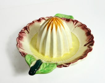 Mid Century Flower Shaped Ceramic Reamer Juicer. Hand Painted Flower shaped Juicer Made in Japan