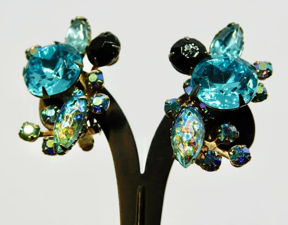 Gorgeous Blue,Black AB Rhinestones and Lava Glass… - image 4