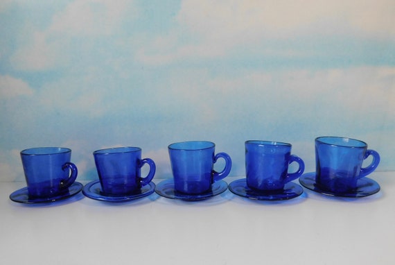 Vintage Cobalt Blue Blown Glass Child Tea Set. 10pc. - Etsy