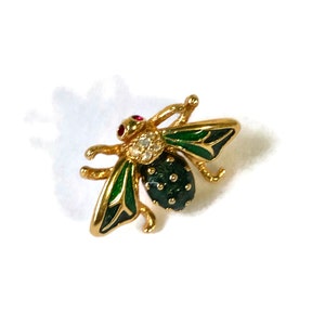 Gorgeous Enameled with  Crystals Fly Insect Tie Tack/ Lapel Pin