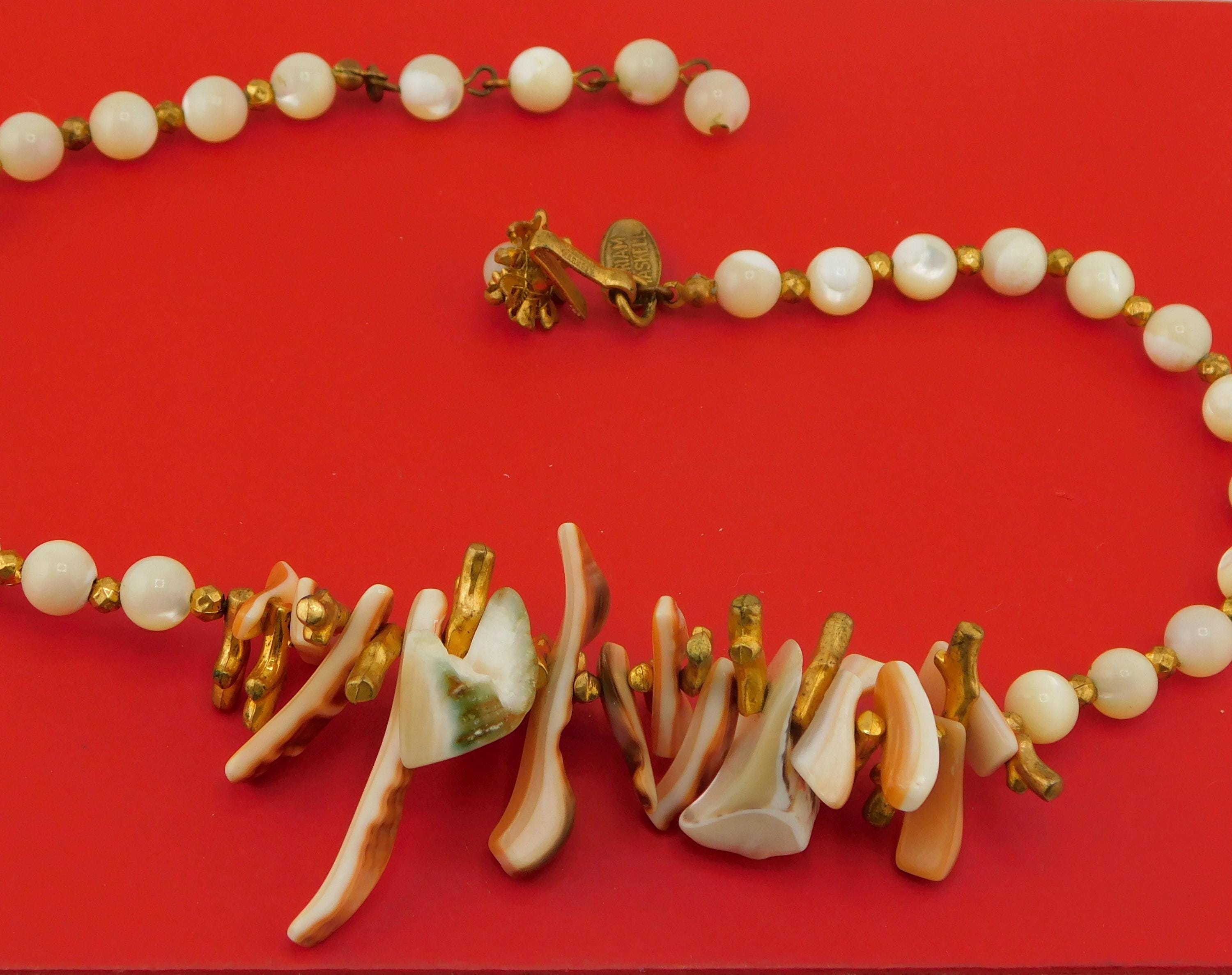 MIRIAM HASKELL Statement Shell and Mother of Pearl Necklace and