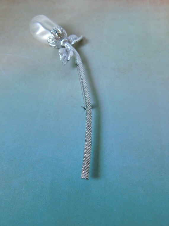 Vintage LISA Silver tone, Long Stem with Large Si… - image 7