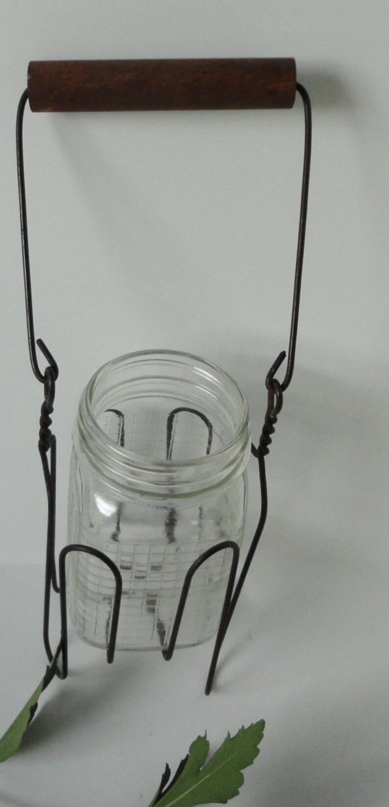 Wire Jar Holder With Jar. Farmhouse Decor Etsy