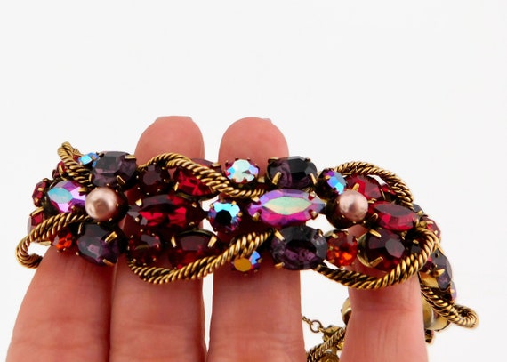 Stunning KRAMER Of N.Y Rhinestones Bracelet. Red,… - image 5