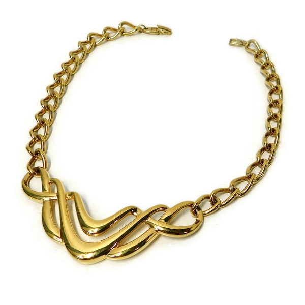 Vintage NAPIER Gold tone Choker Necklace.