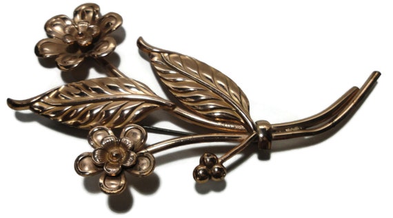 Mid-Century Coro Large Floral Bouquet  Brooch. St… - image 3