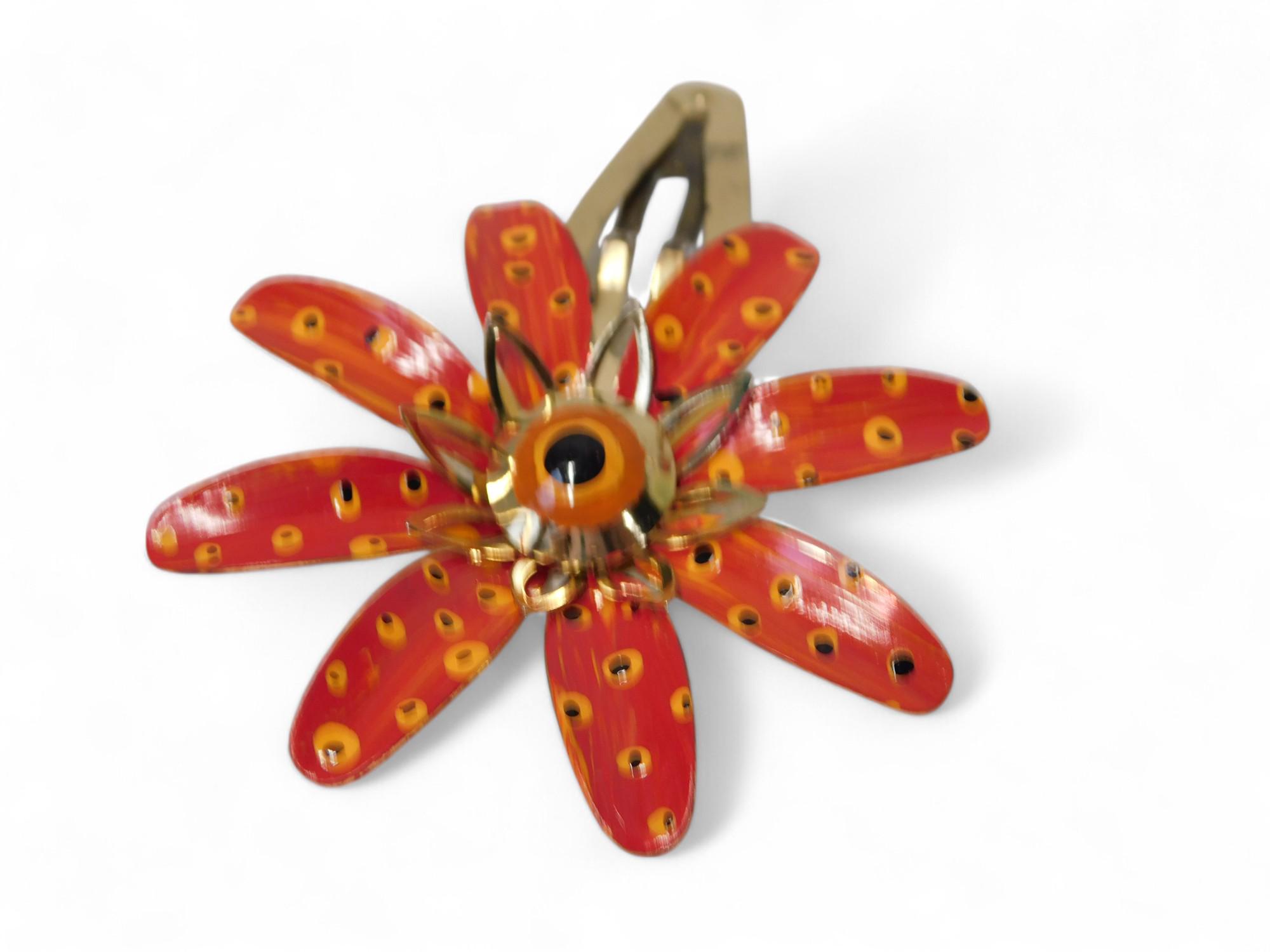 Vintage Floral Hair Clips with Yellow and Orange Accents Three Silk Orange Hibiscus Flower Cluster Hair Clip – Shaka  main image 4