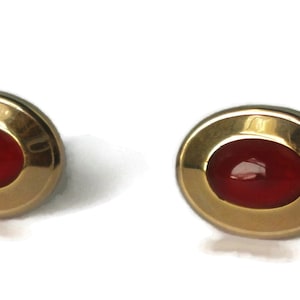 ANSON Gold tone with Ruby Red Cabochon  Cuff Links.