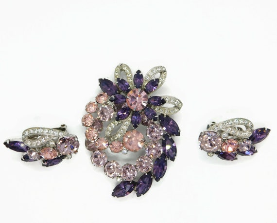 Vintage Eisenberg Ice  Purple,Pink and Clear Rhin… - image 2