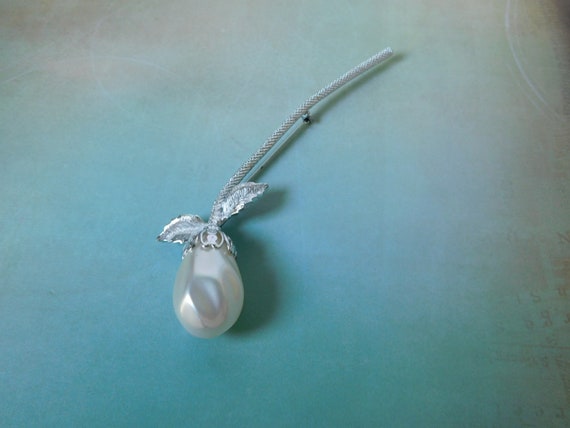 Vintage LISA Silver tone, Long Stem with Large Si… - image 3