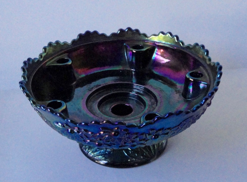 FENTON Amethyst Carnival Glass Candle Holder/Flower Float Etsy